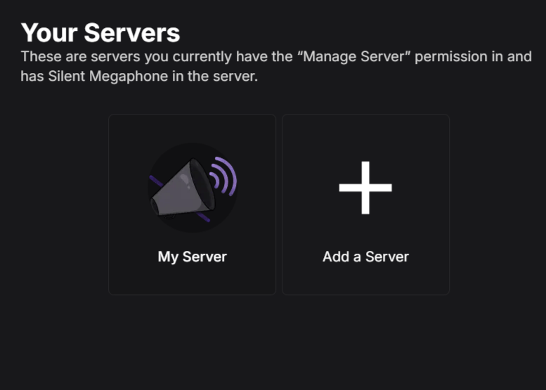 Screenshot of a list of servers shown on the servers page